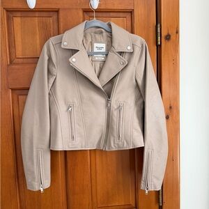 Abercrombie and Fitch tan leather moto jacket